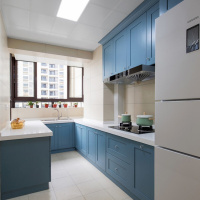 洋子(YangZi)整体橱柜定做欧式厨房装修U字型拼框实木橱柜定制拼框实木门板+多层柜体吊柜1米