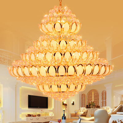 洋子（YangZi）金色复式楼水晶大吊灯欧式楼中楼客厅别墅大厅长吊灯酒店楼梯灯具