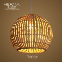 洋子(YangZi)创意鸟笼竹艺吊灯日式简约球形藤艺灯罩阳台餐厅灯具东南亚竹编灯