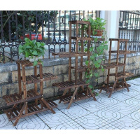 洋子(YangZi)碳化木花架爬藤架攀爬花架绿萝架子落地式盆栽架子室内客厅兰花架6层高150大