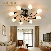 洋子(YangZi)美式简约水晶低层高客厅卧室餐厅咖啡厅时尚个性复古北欧吸顶灯黑色XD-012吊灯8头