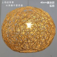 洋子(YangZi)藤艺卧室灯田园藤编制球吊灯餐厅吊灯书房吧台服装店阳台灯具灯饰