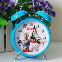 洋子(YangZi)艾克斯奥特曼迪加双打铃闹表/灯光卡通/儿童学生闹钟/动漫文具蓝色赛罗奥特曼4寸