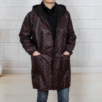 洋子(YangZi)韩版时尚加绒男女罩衣防水防油烟厨房秋冬保暖工作服围裙长袖黑色小桃红-4XL轻防水