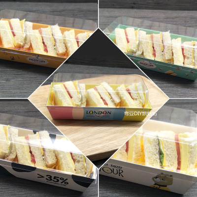 洋子(YangZi)泡芙热狗盒班戟盒纸塑盒三明治盒烘焙方形蛋糕卷盒50套