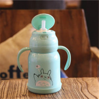洋子(YangZi)儿童吸管保温杯不锈钢带提绳迷你随行牛奶果汁杯