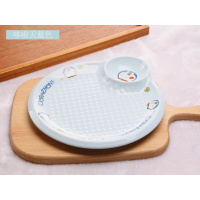 洋子(YangZi)卡通陶瓷饺子盘盘子带醋碟水煮饺沥水蒸饺盘凉冷菜餐具