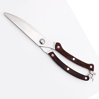 洋子(YangZi)不锈钢厨房剪强力鸡骨剪鸭鱼大剪刀多功能食物剪家用剪子 褐色 彩木柄