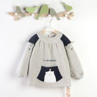 洋子(YangZi)2017秋冬新款婴儿吃饭围兜防水罩衣长袖儿童反穿衣服纯棉宝宝饭衣