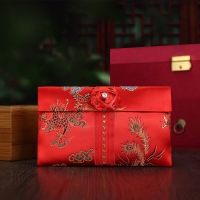 洋子(YangZi)婚礼礼金袋创意手工婚庆新年布艺结婚万元大红包利是封龙凤玫瑰结(2万)万元红包