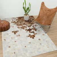 洋子(YangZi)进口牛皮拼接地毯北欧式几何客厅沙发茶几垫卧室床边毯长方形定制