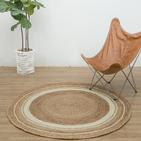 洋子(YangZi)印度进口手工黄麻地毯圆地垫 客厅卧室茶几书房现代麻编门垫