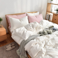 洋子(YangZi)网红毛球球全棉水洗棉四件套日系纯色简约纯棉韩版床单床笠床品