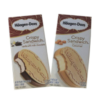 哈根达斯 脆皮三明治冰淇淋雪糕组合 牛奶太妃香草牛奶外裹巧克力味 268g 67g*4盒 两种口味人随机