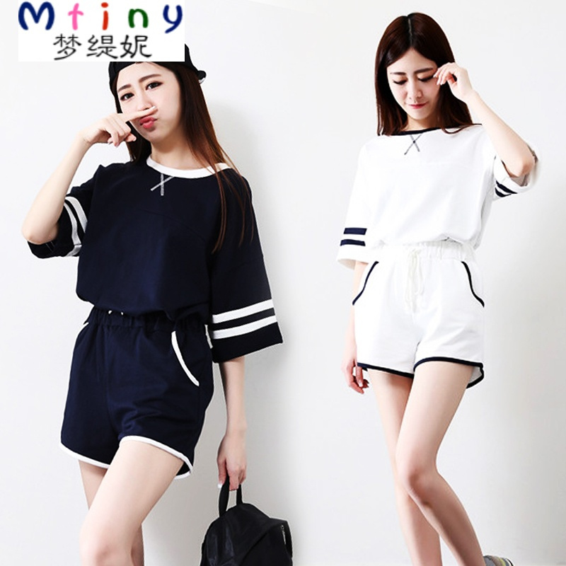 曼妮 Zmany 休闲运动套装mtiny短袖短裤休闲运动套装女夏少女18学生装25宽松时尚跑步休闲服 价格图片品牌报价 苏宁易购梦缇妮专营店