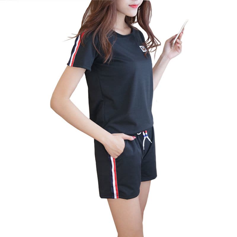 Mtiny运动服套装女夏新款韩版短袖短裤大码宽松棉学生卫衣休闲两件套图片
