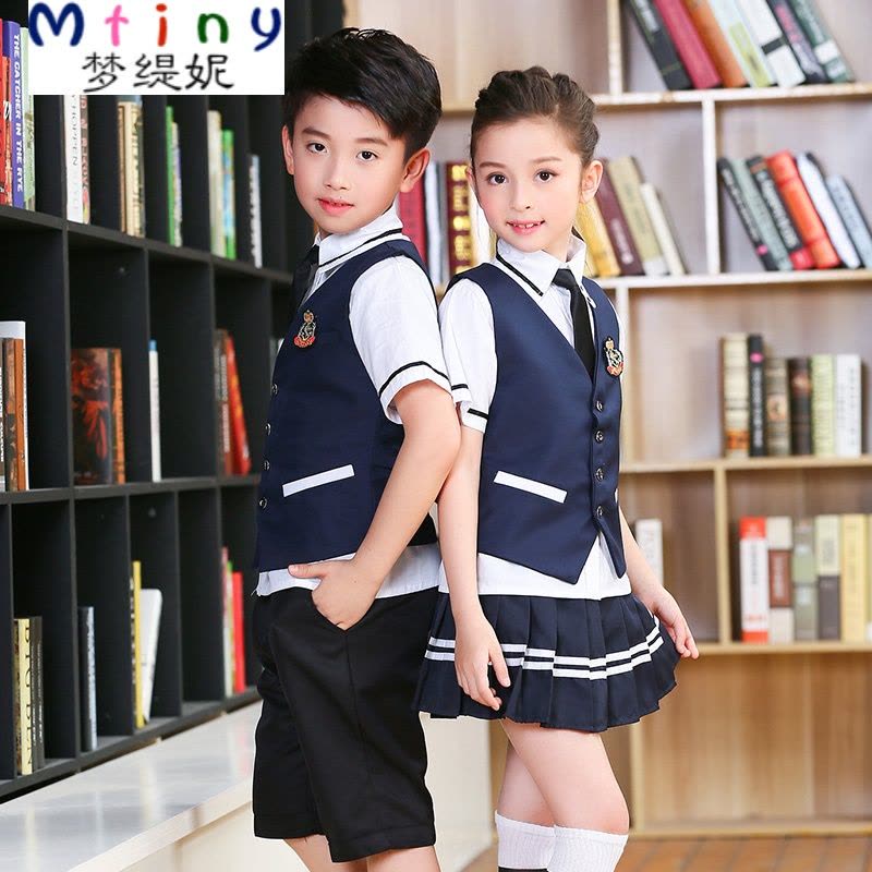 Mtiny新款小学生校服套装英伦风园服夏装六一儿童朗诵大合唱表演服图片