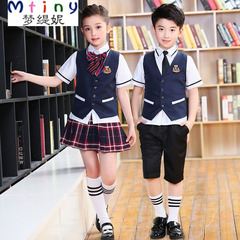 Mtiny新款小学生校服套装英伦风园服夏装六一儿童朗诵大合唱表演服图片