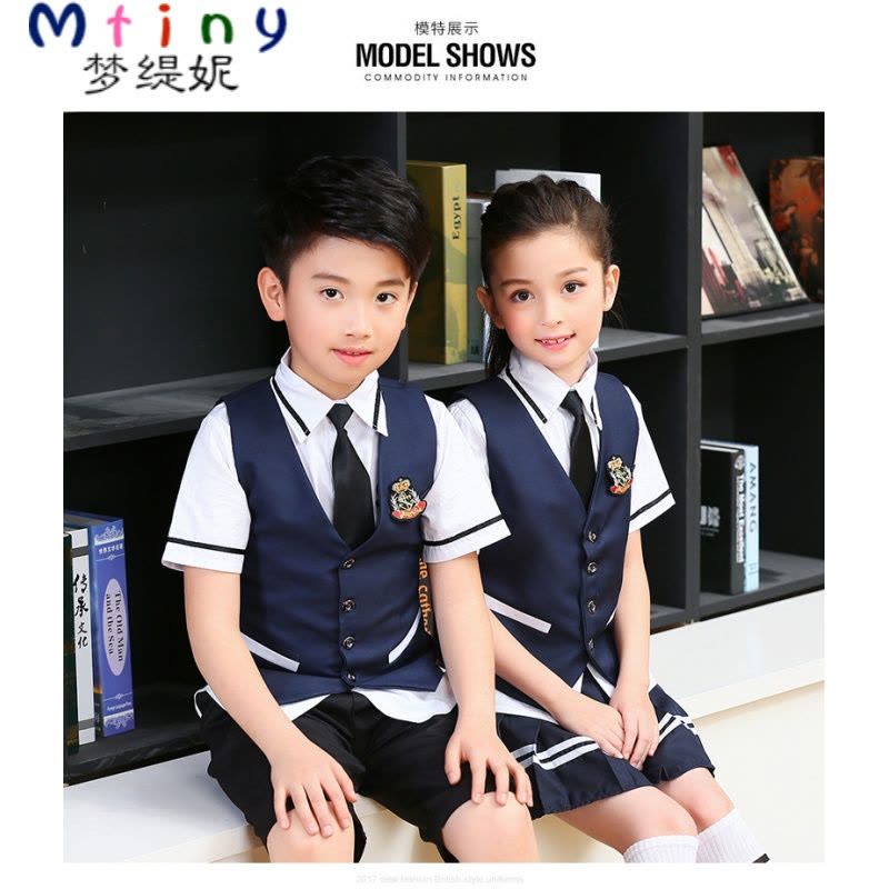 Mtiny新款小学生校服套装英伦风园服夏装六一儿童朗诵大合唱表演服图片