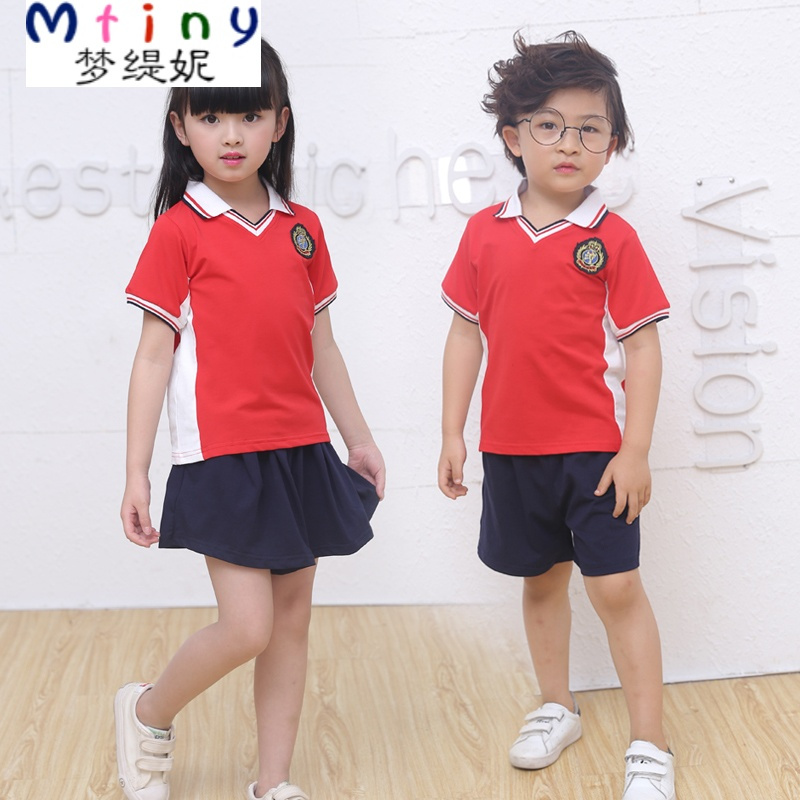 Mtiny幼儿园园服夏装新款短袖运动套装棉男女童小学生校服幼儿园班服