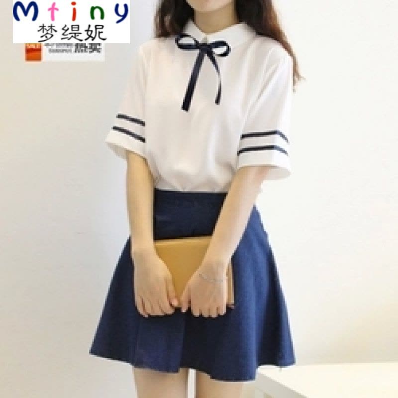 Mtiny日系韩版海军水手服套装夏 英伦学院风 学生校服COS演出班服女款图片