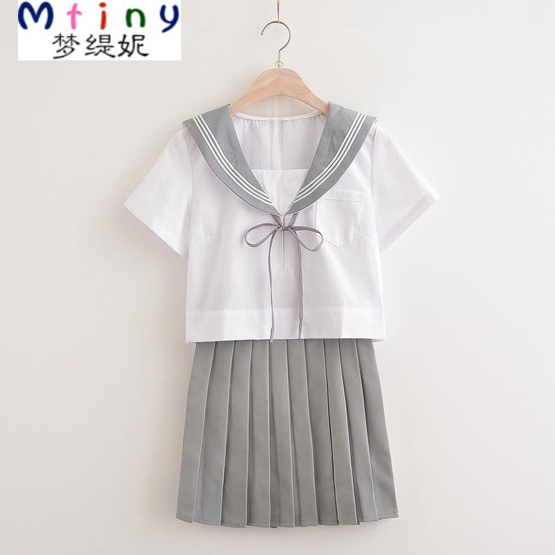 Mtiny高端JK制服 日系灰色三本班服校服学院风学生 水手服长短袖套装图片