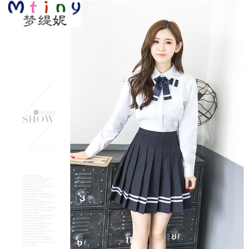 Mtiny日韩水手服 青春学生校服套装春夏白衬衫制服 女生英伦班服学院风图片