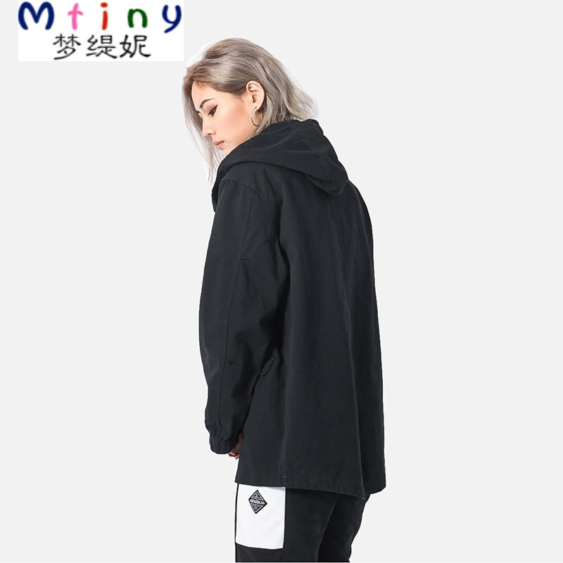 Mtiny【立夏中性】简约帅气女装休闲街头风中长款风衣女士连帽BF风外套