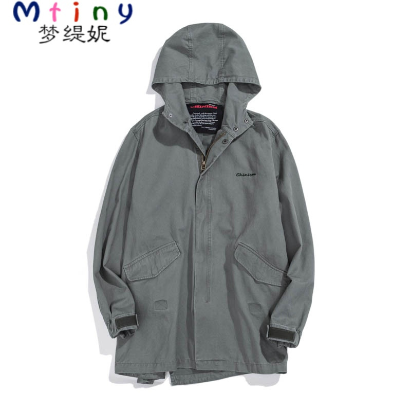 Mtiny【立夏中性】简约帅气女装休闲街头风中长款风衣女士连帽BF风外套