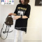 Mtiny 新款潮韩版衣服女春夏装半袖T恤女宽松中长款短袖体恤连衣裙