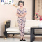 Mtiny中老年新款夏季短袖大码衬衫女装 妈妈装夏装奶奶T恤上衣裤子套装