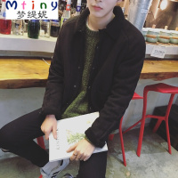 Mtiny男士皮衣夹克外套翻领秋冬季加绒加厚修身韩版青年帅气机车服潮流