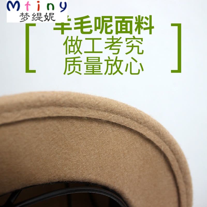 Mtiny韩版女童帽子春秋中大童平顶帽儿童礼帽公主渔夫帽宝宝帽子毛图片