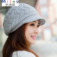 Mtiny帽子女士冬季韩版加厚保暖毛线帽秋冬天兔毛帽中老年人鸭舌贝雷帽