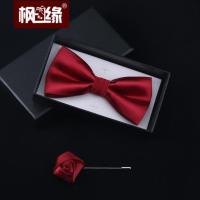 【新款2019】bow tie英伦韩版领结男女士新郎伴郎结婚正装酒红色绣花蝴蝶领结