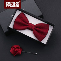 【新款2019】bow tie英伦韩版领结男女士新郎伴郎结婚正装酒红色绣花蝴蝶领结