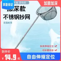 闪电客不锈钢抄网竿捞鱼网伸缩杆操网头抄鱼竿钓鱼捞网折叠网兜渔具套装