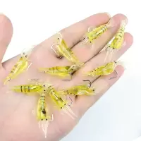 闪电客夜光仿真软饵带钩软虾软虫路亚假饵仿生鱼饵翘嘴白条鲈鱼4cm假虾