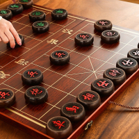 闪电客红木象棋中国象棋木质棋盘大号特大号黑檀木红花梨棋子