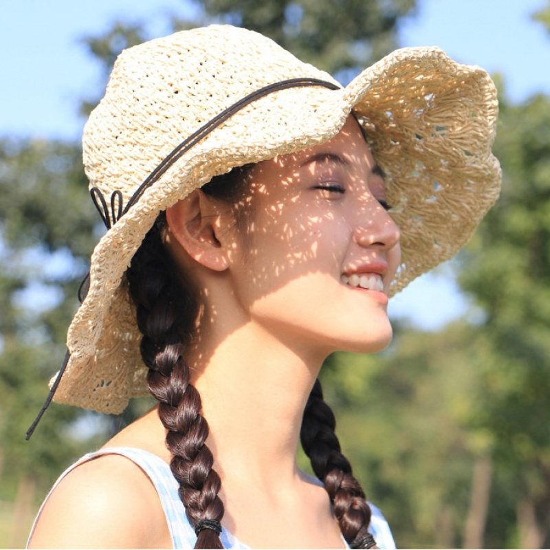 2020款夏季韩国新款镂空圆顶日系小清新唯美沙滩防晒拍照帽子