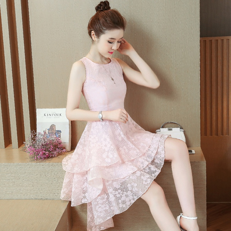 818款裙前短后长收腰蓬蓬裙子公主裙晚宴礼服欧根纱连衣裙仙裙