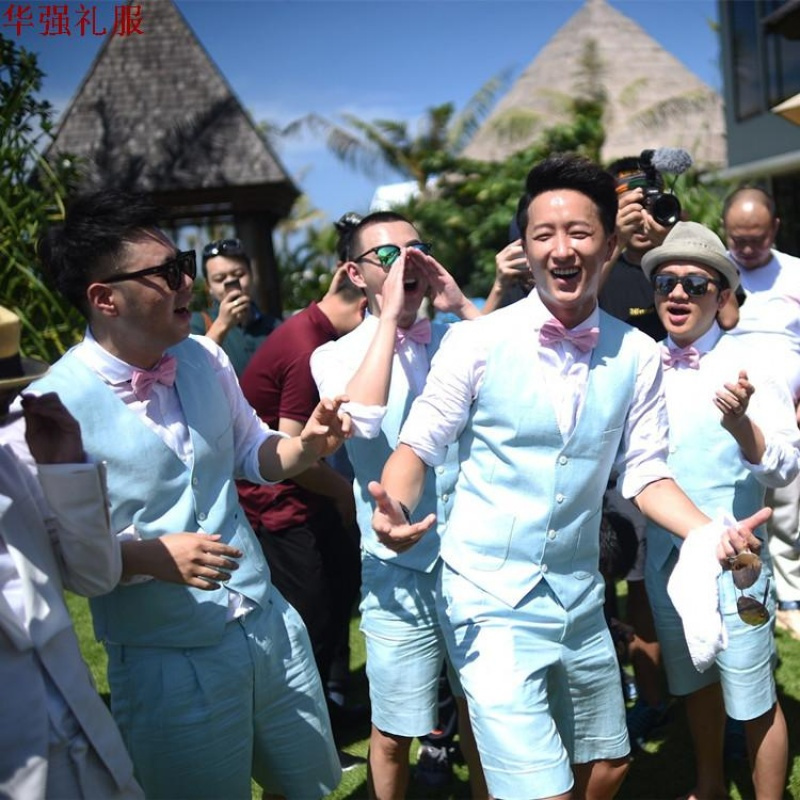 818款伴郎服西服套装男三件套西装结婚礼服包贝尔伴郎团服兄弟装同款