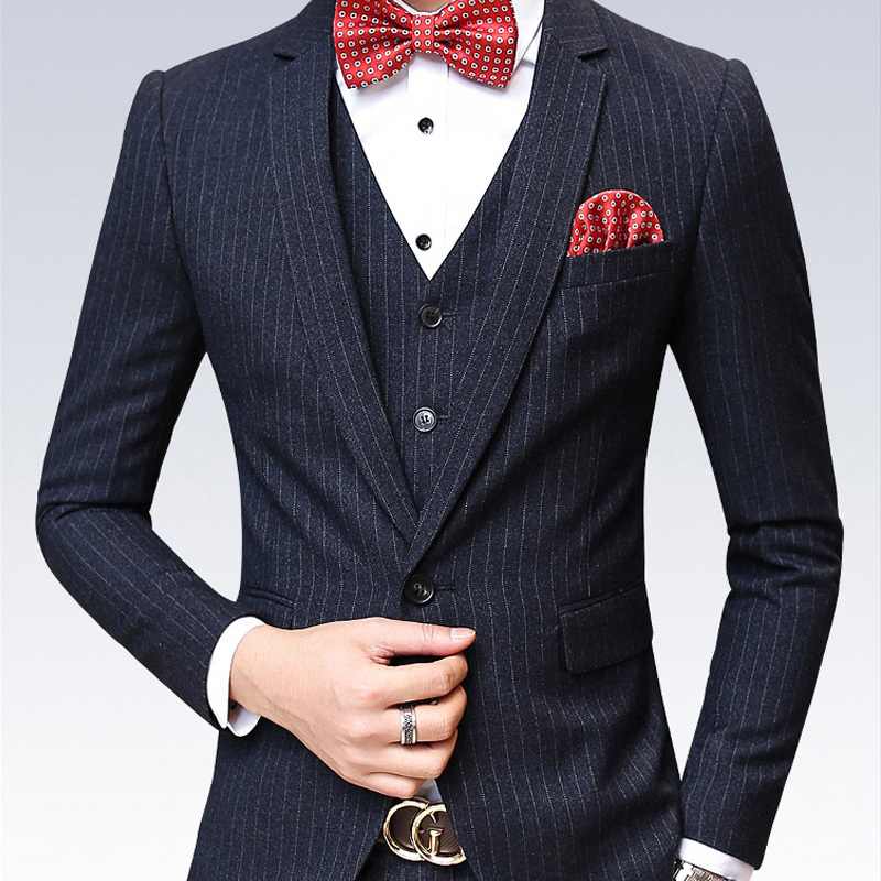 818款西服套装男士新郎结婚礼服三件套韩版休闲小西装男套装伴郎服