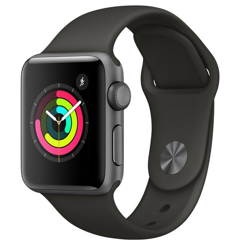 Apple Watch Series 3深空灰色铝金属表壳搭配灰色运动型表带GPS款42毫米 智能手表