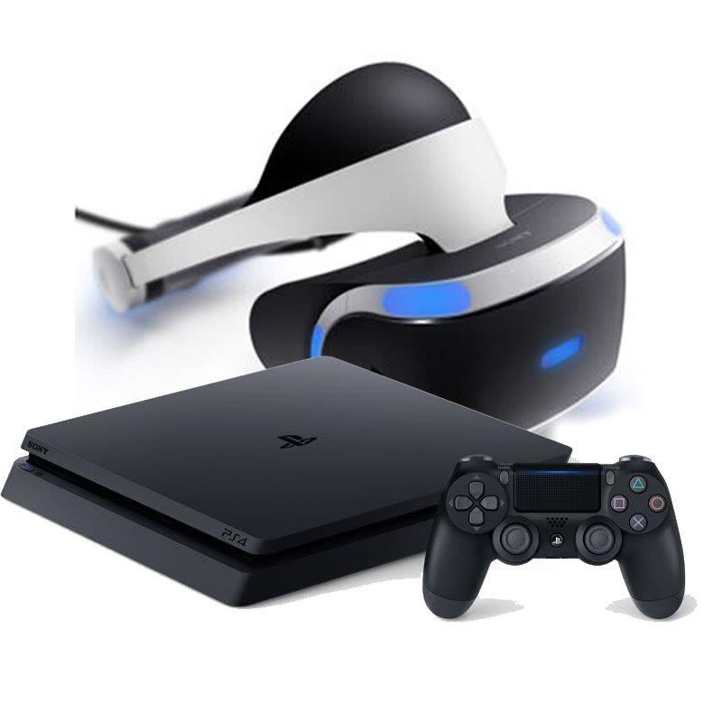 索尼(SONY)PlayStation VR眼镜 +PS4 Slim 500g 主机 手柄家用体感游戏机 黑色图片