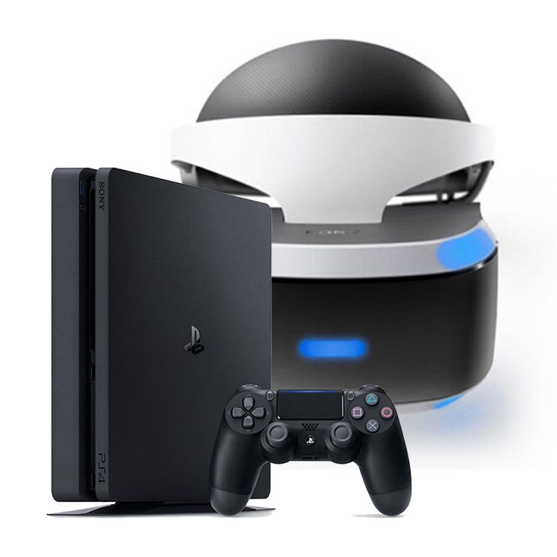 索尼(SONY)PlayStation VR眼镜 +PS4 Slim 500g 主机 手柄家用体感游戏机 黑色图片