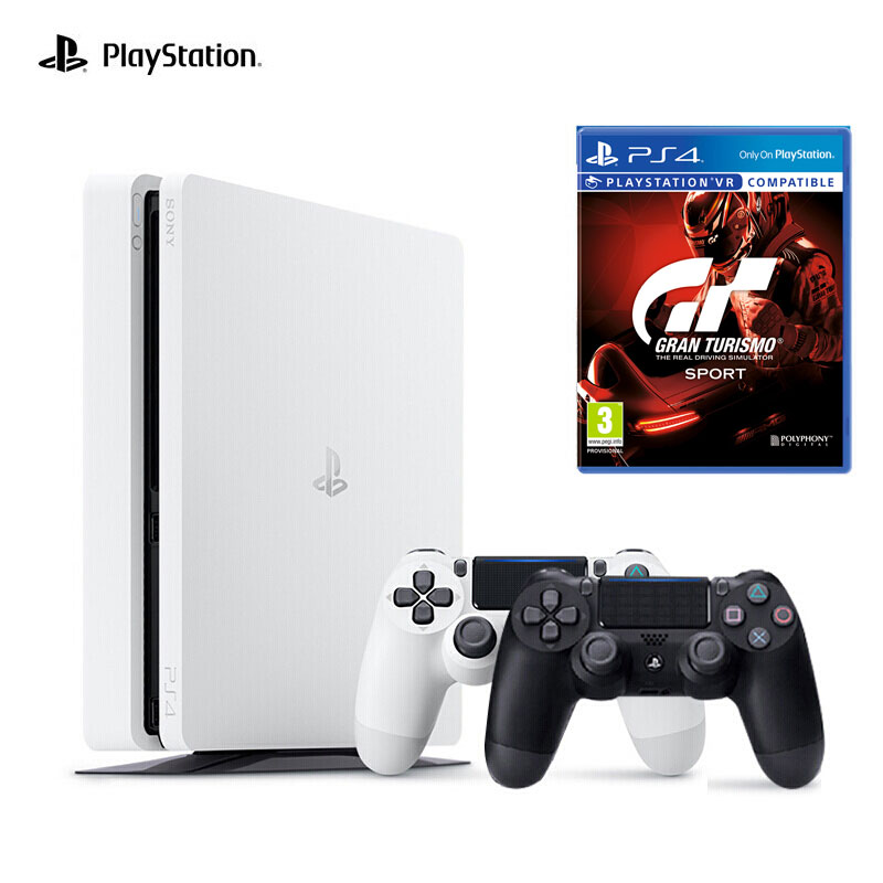 索尼(SONY) PS4港版游戏主机ps4 slim500G双手柄 港版游戏机+《GT SPORT 浪漫竞速》游戏光盘