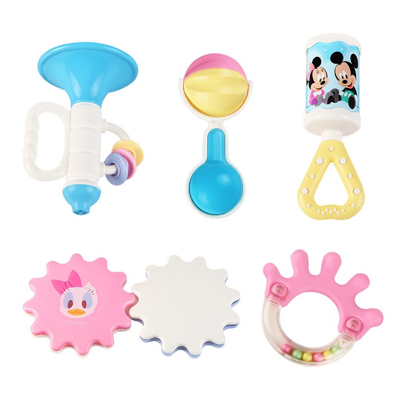 迪士尼 高品质摇铃牙胶5件套（高档彩盒款）婴幼儿童玩具