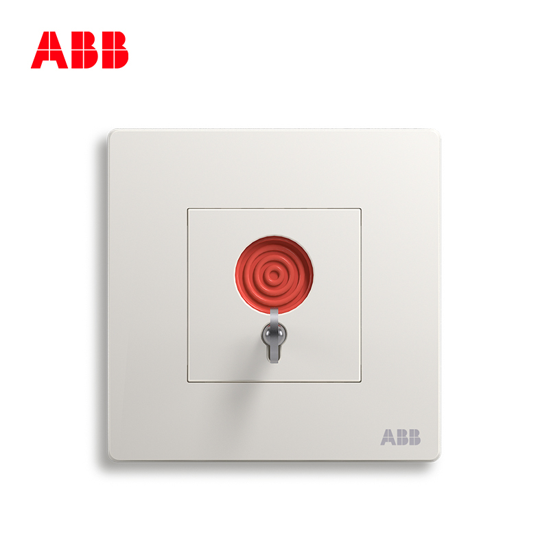 ABB开关插座 轩致无框 雅典白色一位报警开关6A 紧急开关AF419