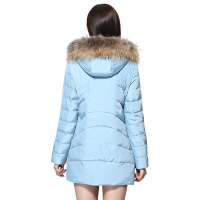 雪中飞（SNOW FLYING）羽绒服女士韩版冬季加厚连帽大毛领中长款羽绒外套X1501100